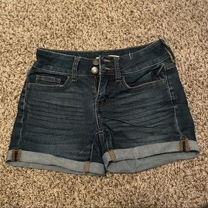 Low rise shorts, Kohls, 25 waist, dark wash, no rips